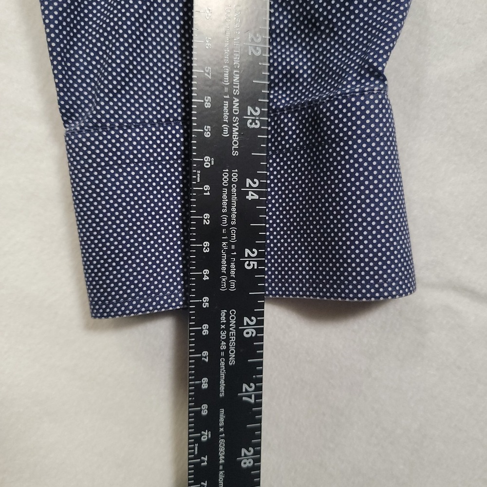 Eton Men Dress Shirt 39 15.5 Slim Fit Blue Polka Dot Cotton - Picture 6 of 10